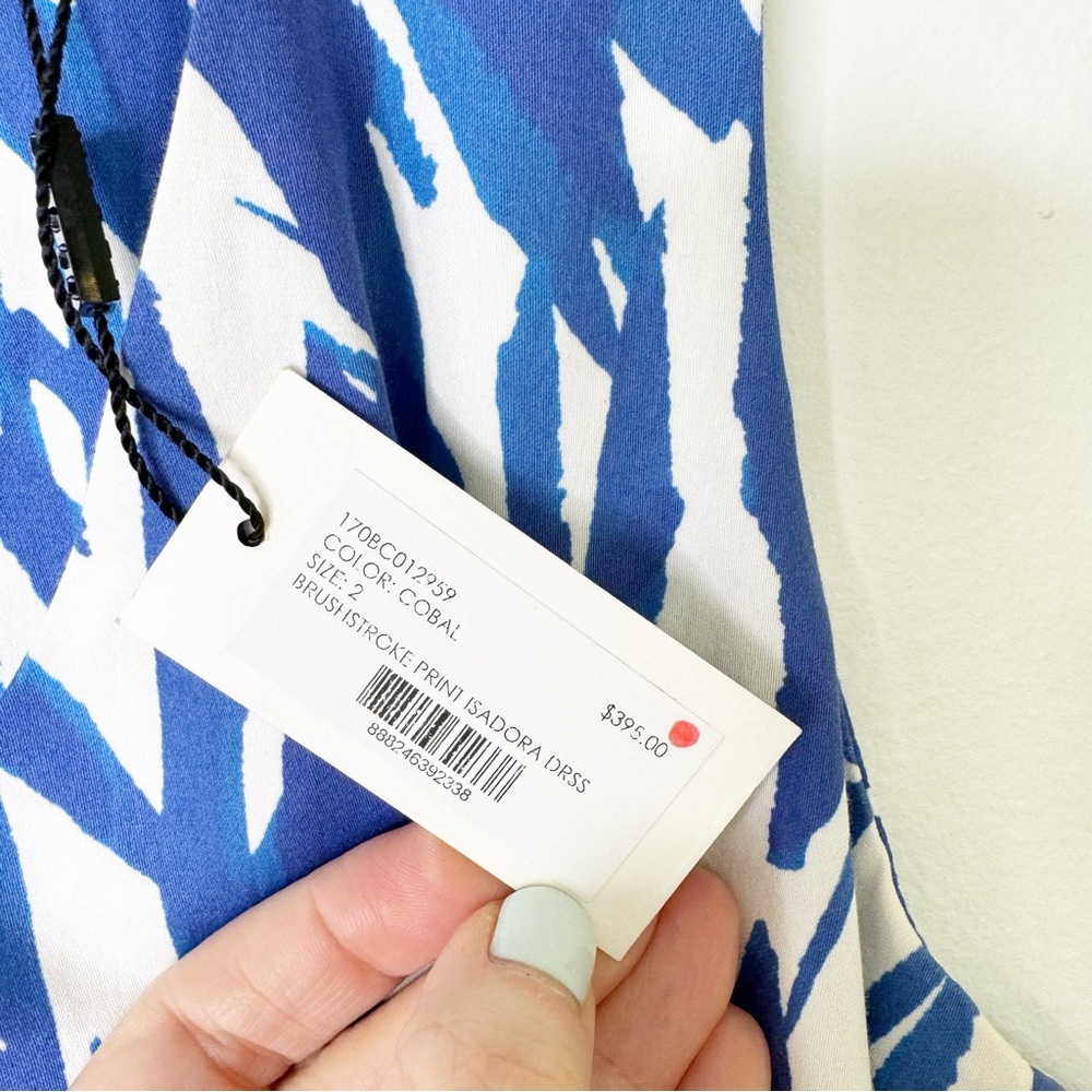NWT MILLY Isadora A-Line Brushstroke Dress Blue White Size 2 - Picture 11 of 14